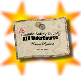 Bear Claw Tours ATV RiderCourse - Certificates to all successful participants.